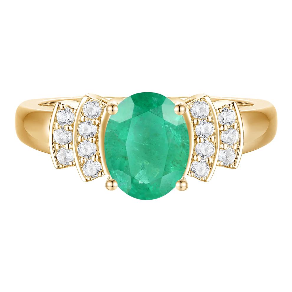 Emerald and Diamond Ring in 14K Yellow Gold (1/5 ct. tw.) – Image 1 of 3