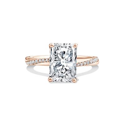 Lab Grown Diamond Radiant-Cut Center Engagement Ring in 18K Rose Gold (3 1/5 ct. tw.)