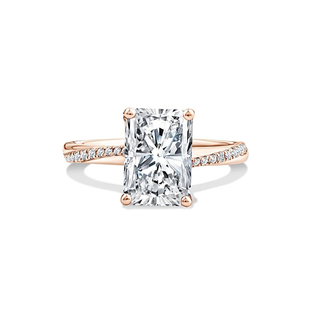 Lab Grown Diamond Radiant-Cut Center Engagement Ring in 18K Rose Gold (3 1/5 ct. tw.) – Image 1 of 4