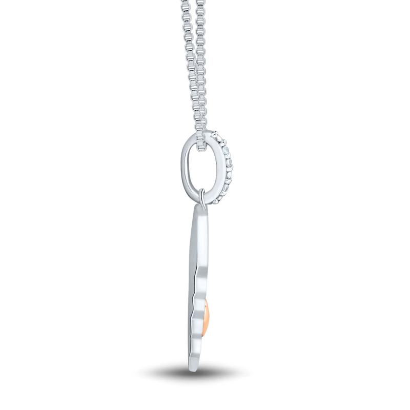 Diamond Accent Half-Heart Pendant in Sterling Silver &amp; 14K Rose Gold – Image 2 of 3