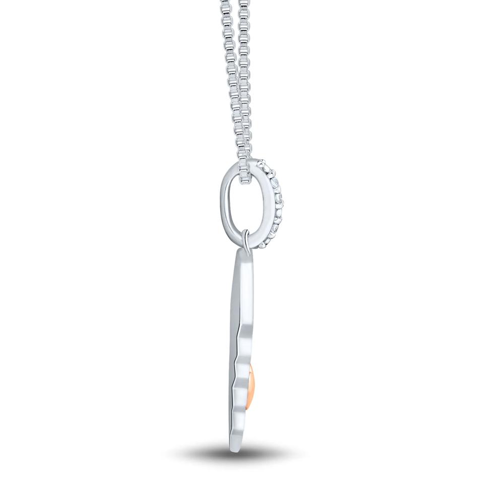 Diamond Accent Half-Heart Pendant in Sterling Silver &amp; 14K Rose Gold – Image 2 of 3