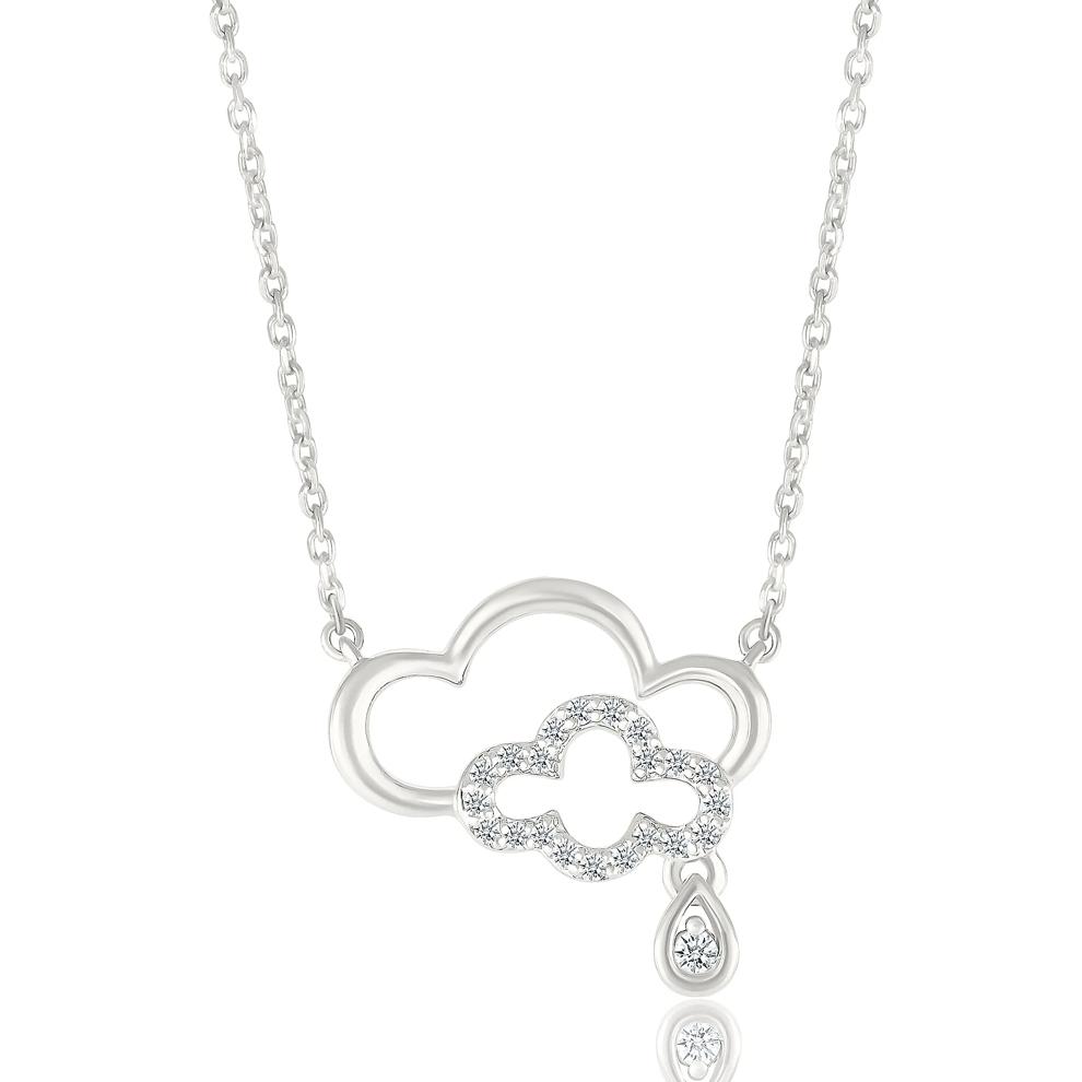 Diamond Cloud Necklace in Sterling Silver (1/10 ct. tw.) – Image 1 of 3
