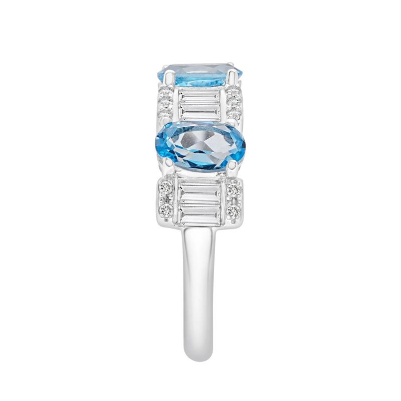 Blue and White Topaz Band in Sterling Silver – Image 3 of 5