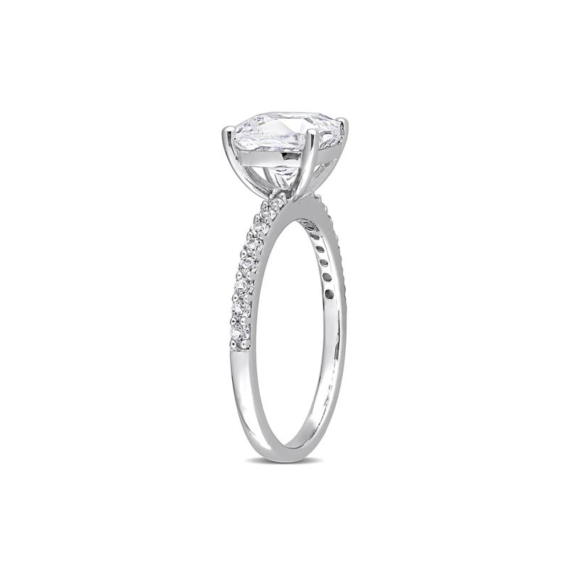 Cushion-Cut Lab Created White Sapphire Ring in 10K White Gold – Image 3 of 5