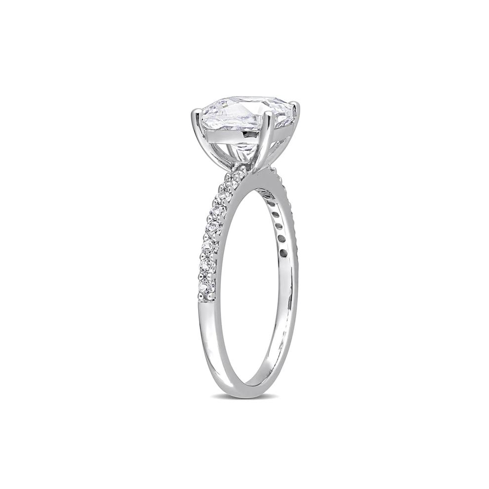 Cushion-Cut Lab Created White Sapphire Ring in 10K White Gold – Image 3 of 5