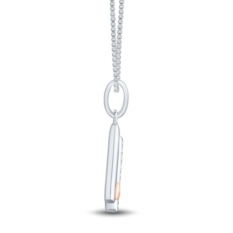 Diamond Accent Initial N Pendant in Sterling Silver and 14K Rose Gold – Image 2 of 4