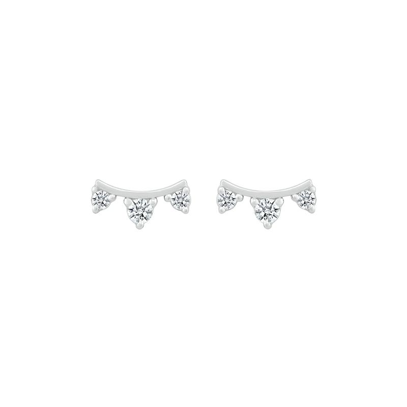 Diamond Curve Bar Stud Earrings in 10K White Gold &#40;1/10 ct. tw.&#41; – Image 2 of 3