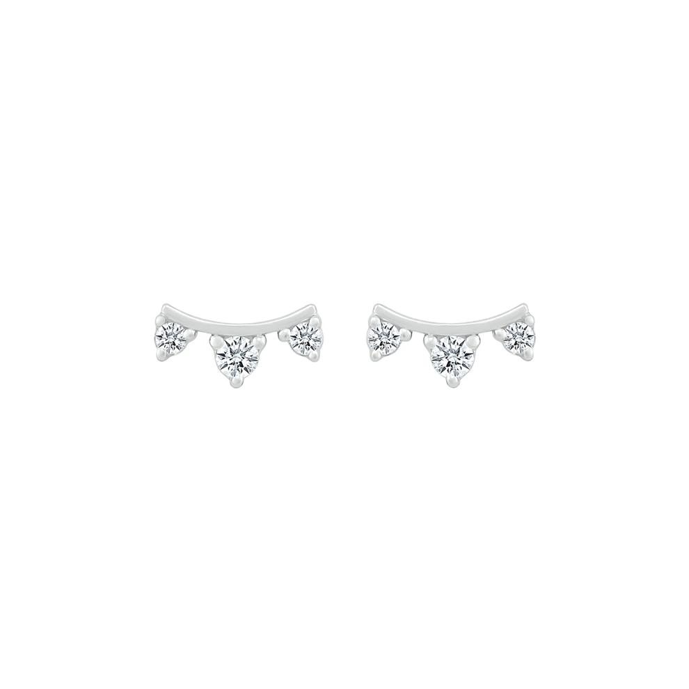 Diamond Curve Bar Stud Earrings in 10K White Gold (1/10 ct. tw.) – Image 2 of 3