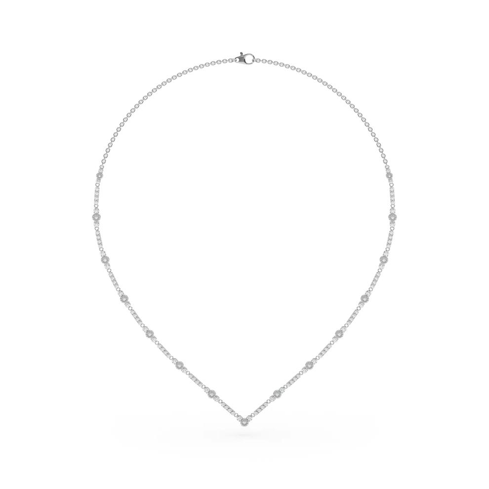 Lab Grown Diamond Round Diamond Necklace in 10K White Gold (3 ct. tw.) – Image 2 of 3
