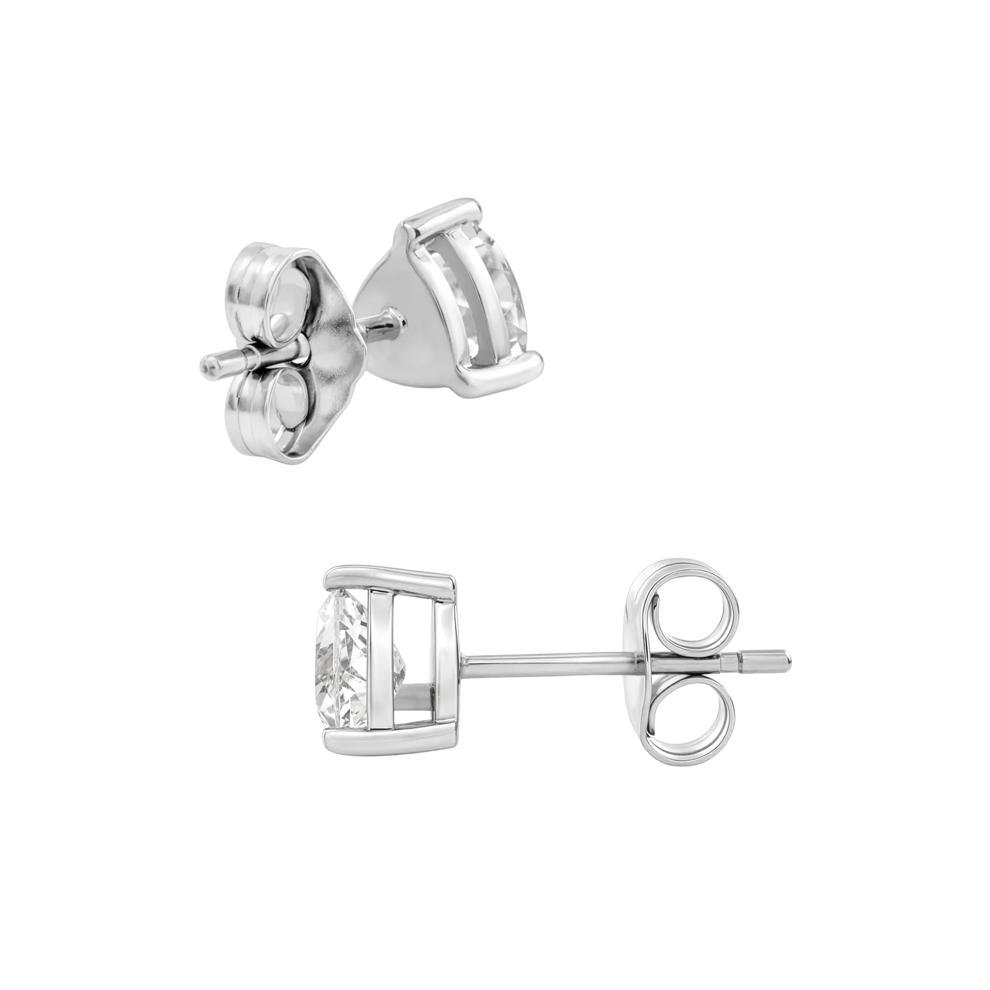 White Topaz Trillion Stud Earrings in Sterling Silver – Image 2 of 3