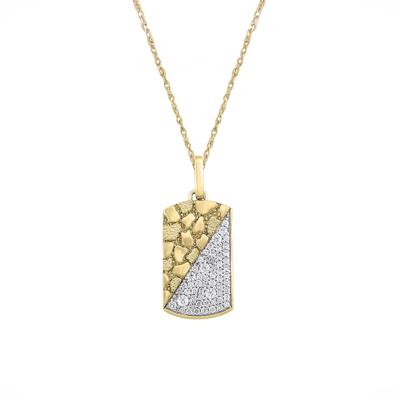 Men's Lab Grown Diamond Gold Nugget Dog Tag Pendant in 10K Yellow Gold (1 ct. tw.)