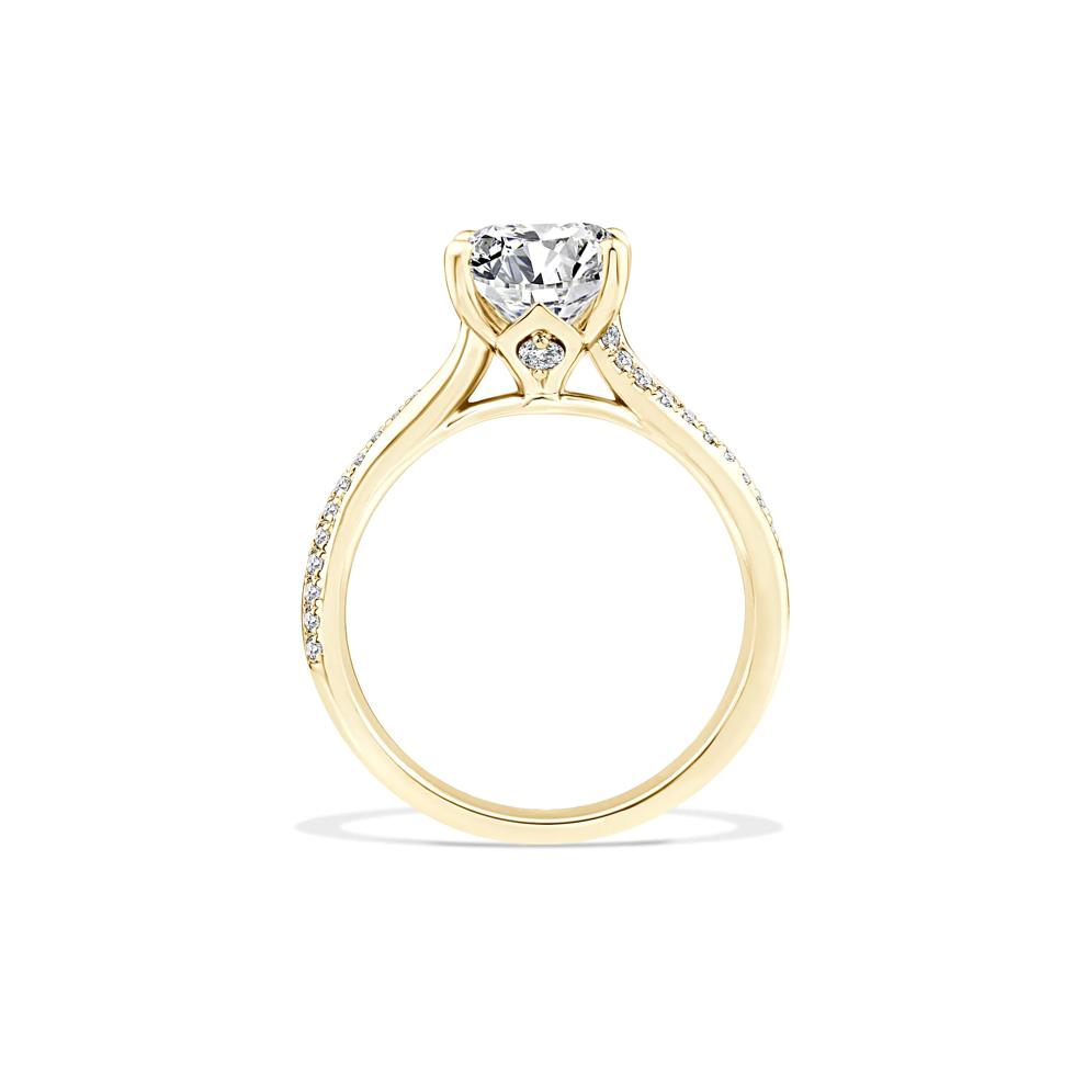 Lab Grown Diamond Radiant-Cut Center Engagement Ring in 18K Yellow Gold (3 1/5 ct. tw.) – Image 2 of 4