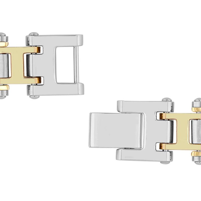 Diamond Link Bracelet in Stainless Steel and Yellow Ion-Plated Stainless Steel, 8.5&rdquo; &#40;1/7 ct. tw.&#41; – Image 3 of 3