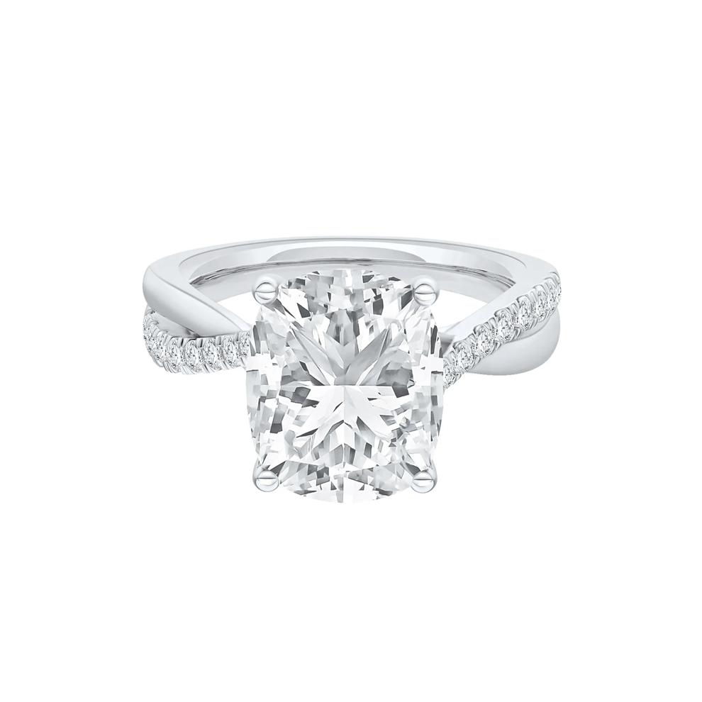 Lab Grown Diamond Elongated Cushion Engagement Ring in 14K White Gold (4 ct. tw.) – Image 1 of 4