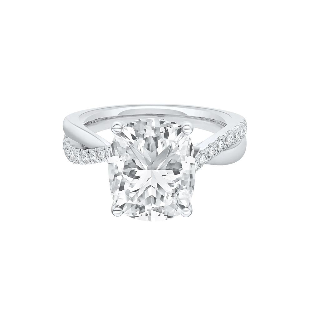 Lab Grown Diamond Elongated Cushion Engagement Ring in 14K White Gold (4 ct. tw.) – Image 1 of 4