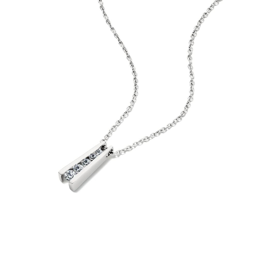 Lab Grown Diamond Five-Stone Ladder Pendant Necklace in Sterling Silver (1/4 ct. tw.) – Image 4 of 4