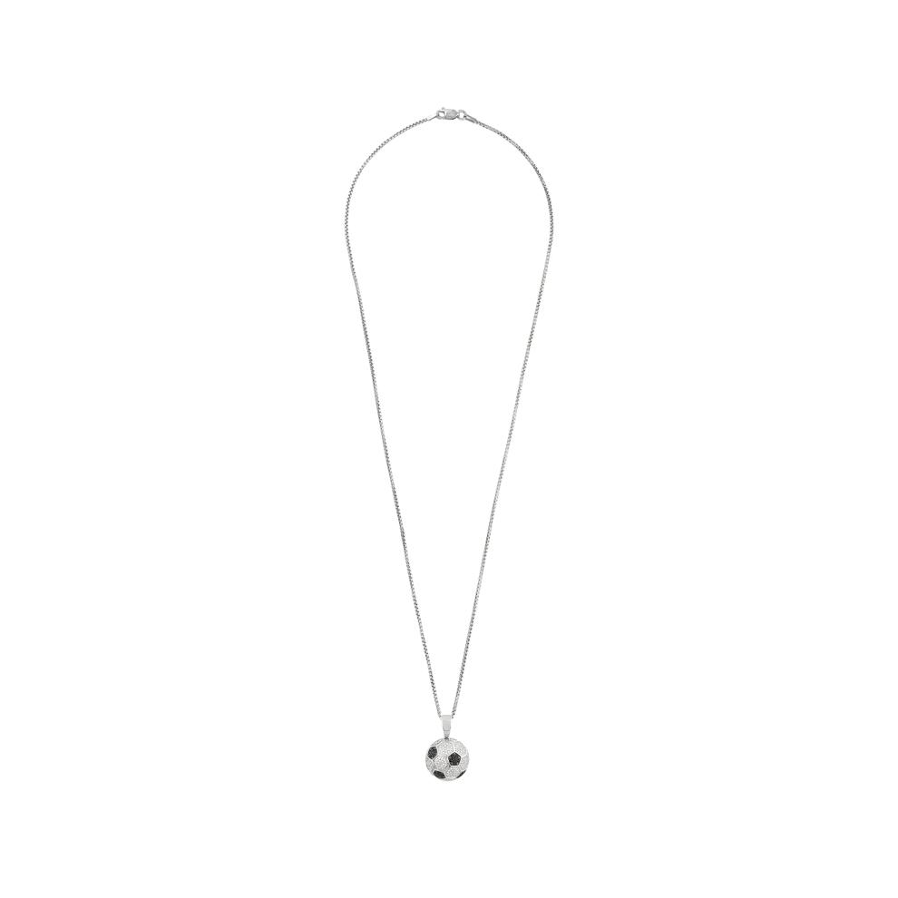 Men's Black &amp; White Diamond Soccer Pendant Necklace in Sterling Silver (1/2 ct. tw.) – Image 3 of 4
