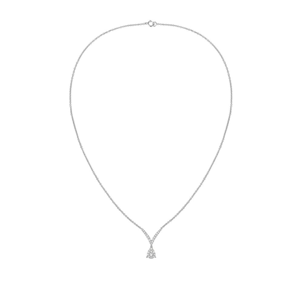 Diamond V-Shape Frontal Drop Pendant Necklace in Sterling Silver (1/3 ct. tw.) – Image 3 of 4