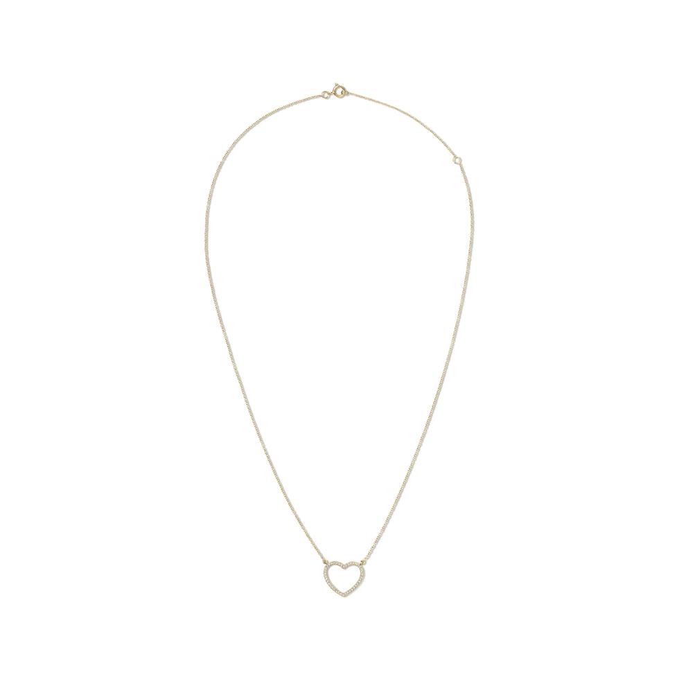 Diamond Open Heart Pendant in 10K Yellow Gold (1/8 ct. tw.) – Image 3 of 4