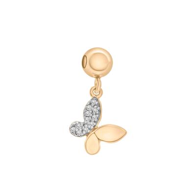 Diamond Accent Butterfly Bead Charm in Vermeil