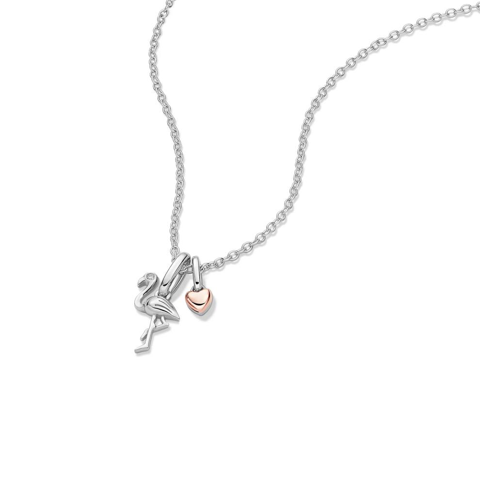Lab Grown Diamond Accent Flamingo Pendant in Sterling Silver &amp; 10K Rose Gold – Image 4 of 5