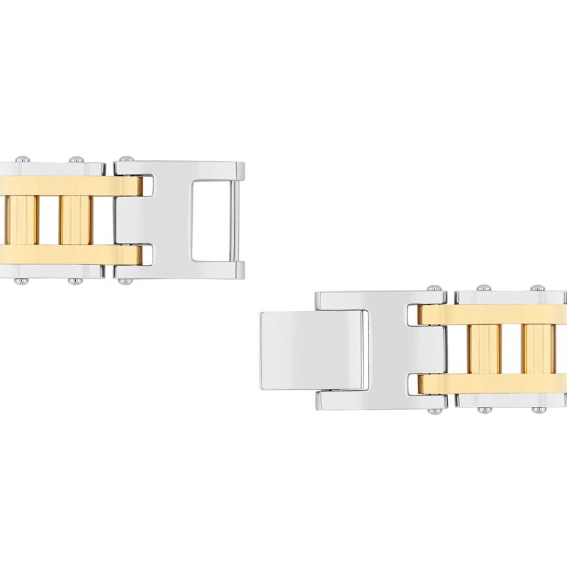 Men&rsquo;s Diamond Bracelet in Stainless Steel and Yellow Ion-Plated Stainless Steel, 8.5&rdquo; &#40;1/2 ct. tw.&#41; – Image 3 of 3