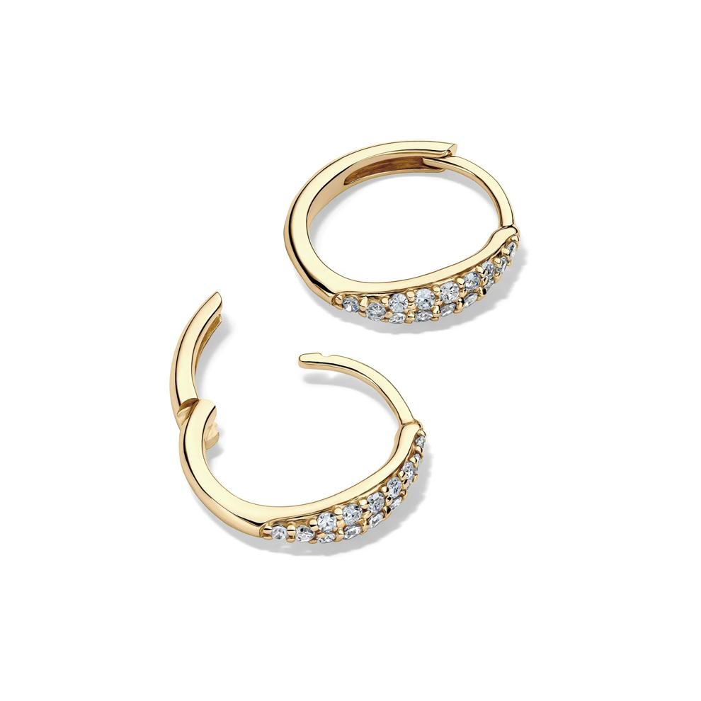 Diamond Huggie Hoop in 10K Yellow Gold (1/5 ct. tw.) – Image 2 of 2