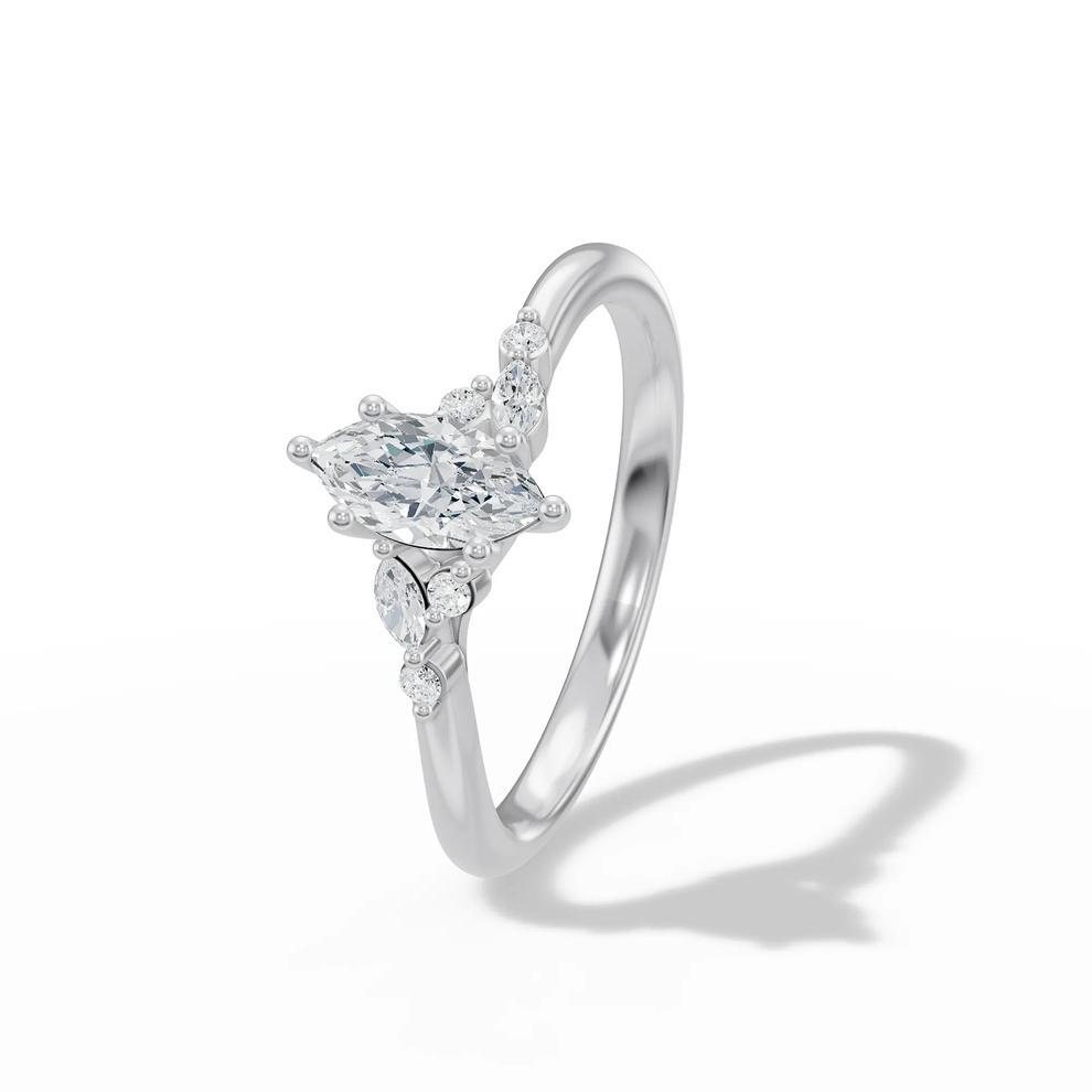 Diamond Marquise Engagement Ring in 14K White Gold (3/8 ct. tw.) – Image 4 of 4