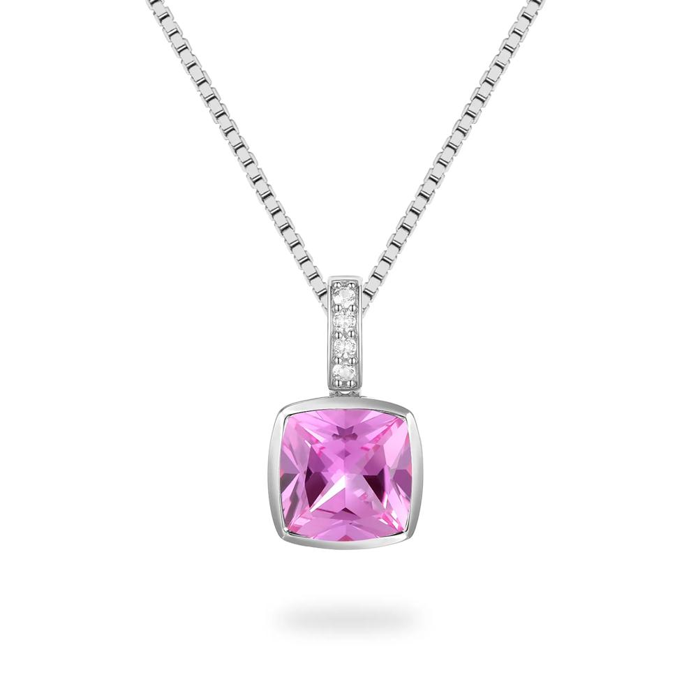 Lab-Created Pink Sapphire &amp; Lab-Created White Sapphire Pendant &amp; Hoop Earrings Boxed Set in Sterling Silver – Image 3 of 3