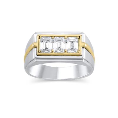 Men's Lab Grown Diamond Ring in 10K Yellow and White Gold (1 1/2 ct. tw.)