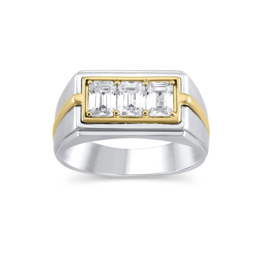 Men's Lab Grown Diamond Ring in 10K Yellow and White Gold (1 1/2 ct. tw.) – Image 1 of 3