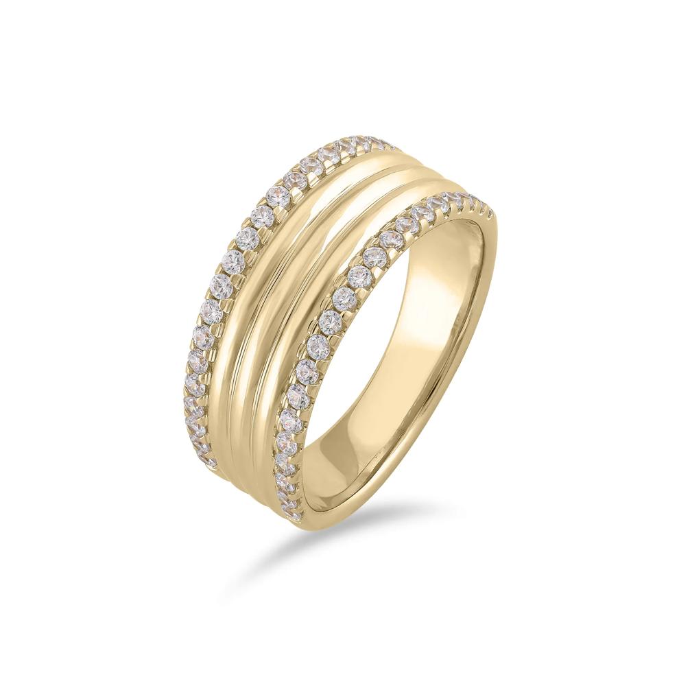 Lab Grown Diamonds Ribbed Multi-Row Band in 10K Yellow Gold (3/8 ct. tw.) – Image 4 of 4