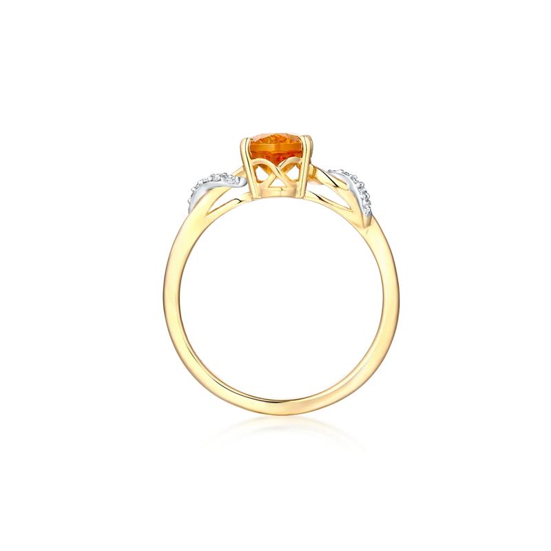 Citrine &amp; Diamond Ring in 10K Yellow Gold – Image 2 of 3
