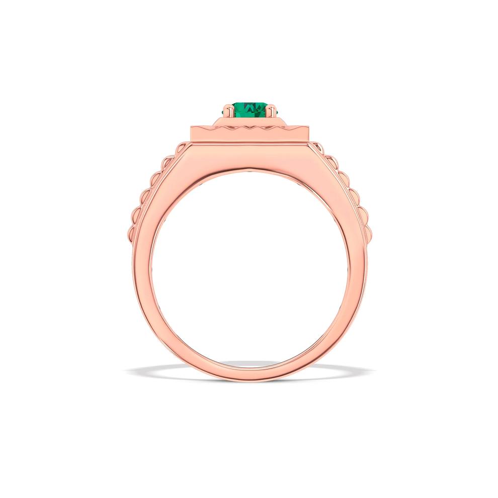 Men's Lab-Created Emerald &amp; Lab Grown Diamond Ring in 10K Rose Gold (1/2 ct. tw.) – Image 2 of 4