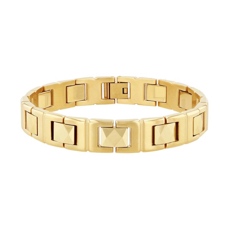 Link Bracelet in Yellow Ion-Plated Stainless Steel and Tungsten, 12mm, 8.75&quot; – Image 1 of 3