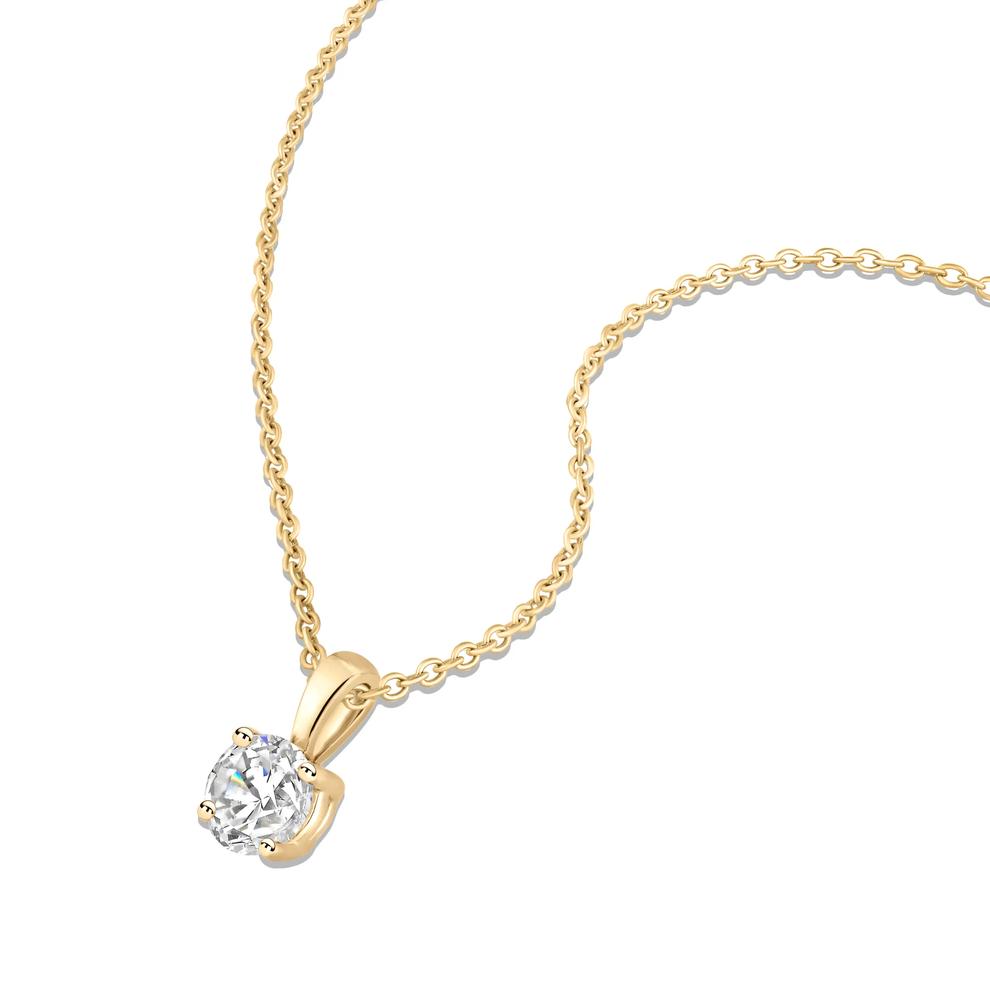 Diamond Round Solitaire Pendant in 14K Yellow Gold (1/2 ct.) – Image 4 of 4