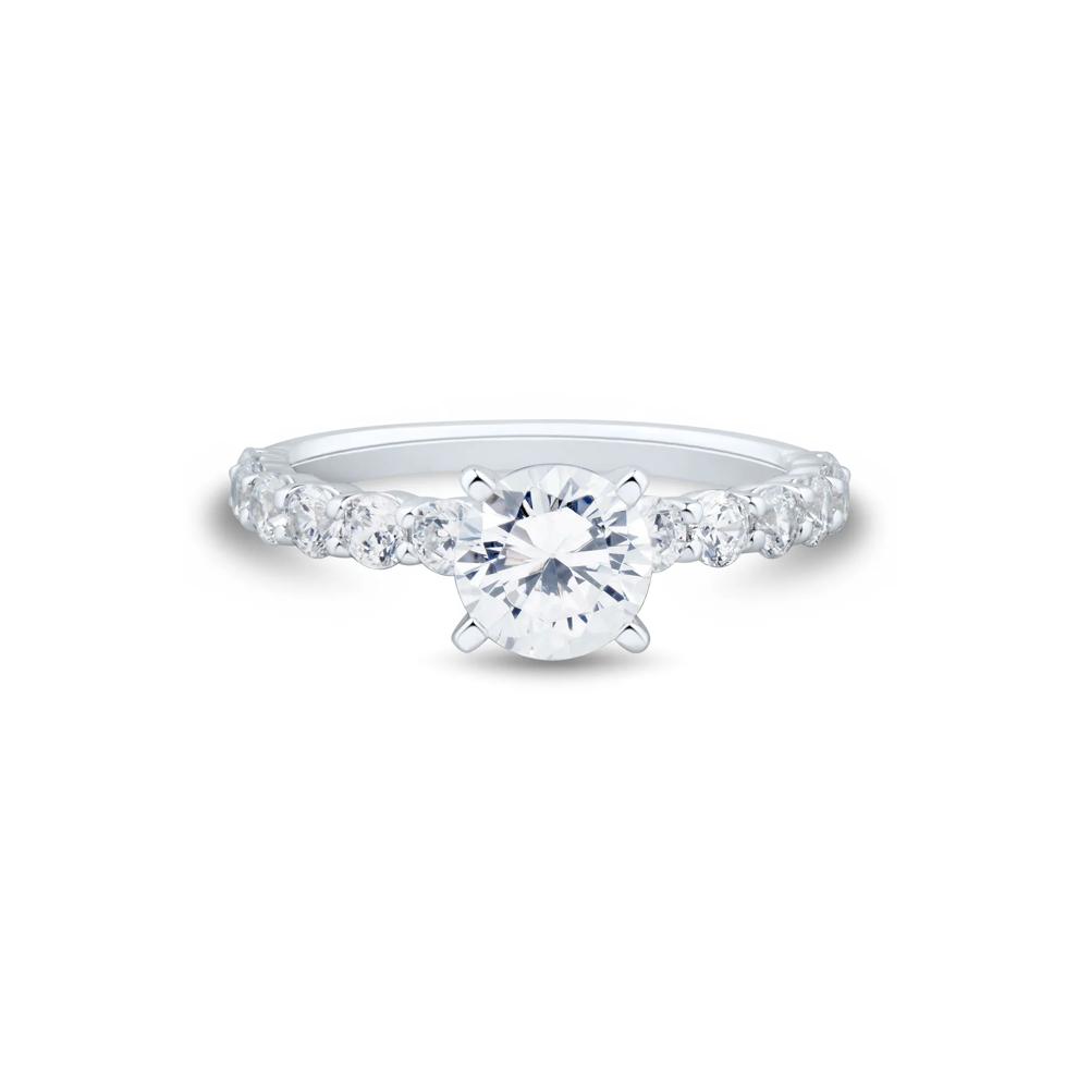 3/4 ct. tw. Round Lab Grown Diamond Semi-Mount Engagement Ring in Platinum (Setting Only) – Image 1 of 6