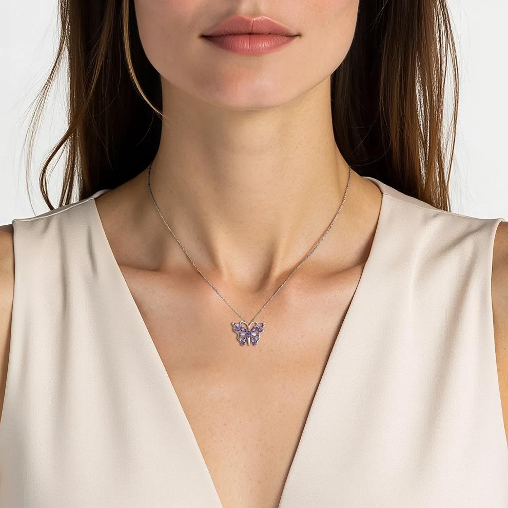 Amethyst Butterfly Pendant in Sterling Silver – Image 5 of 5