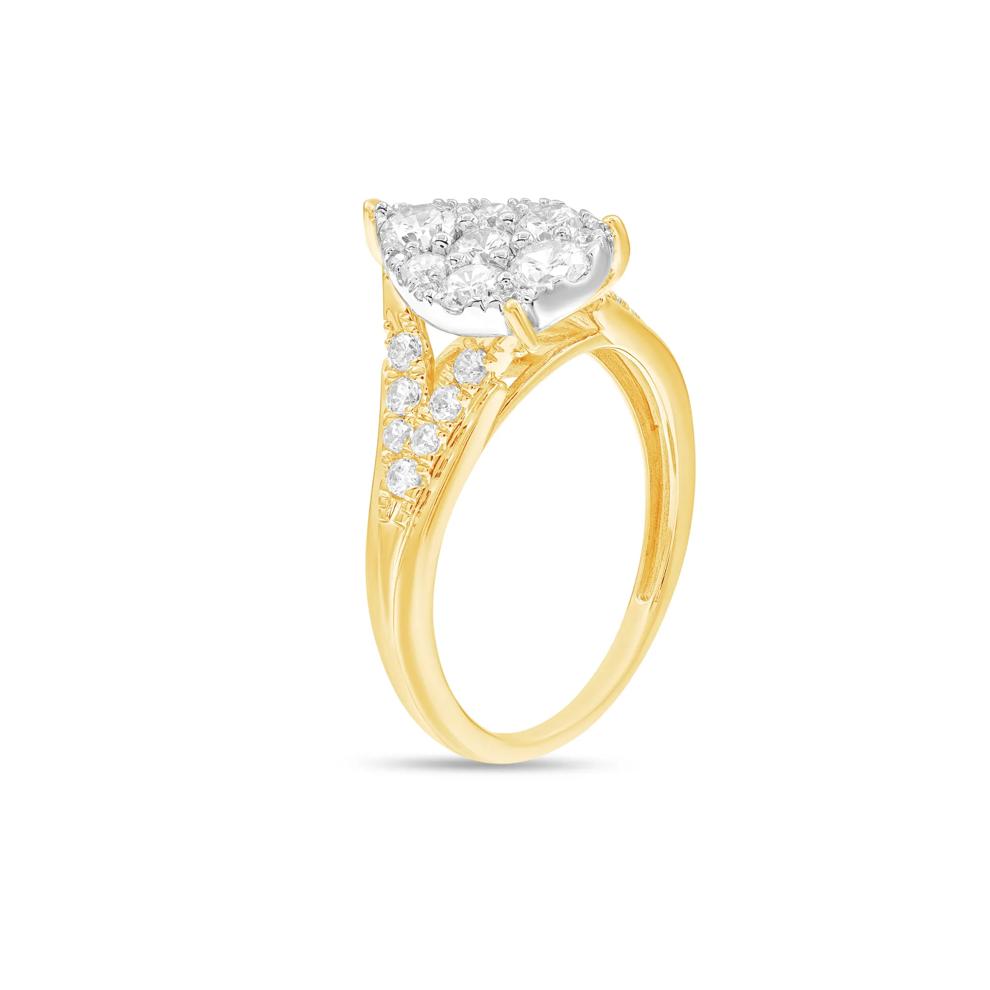 Diamond Pear-Shaped Composite Engagement Ring in 10K Yellow &amp; White Gold (1 ct. tw.) – Image 4 of 4
