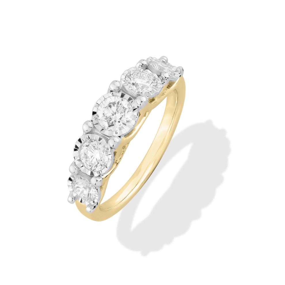 Diamond Illusion Five-Stone Band in 10K Yellow Gold (1 ct. tw.) – Image 4 of 4
