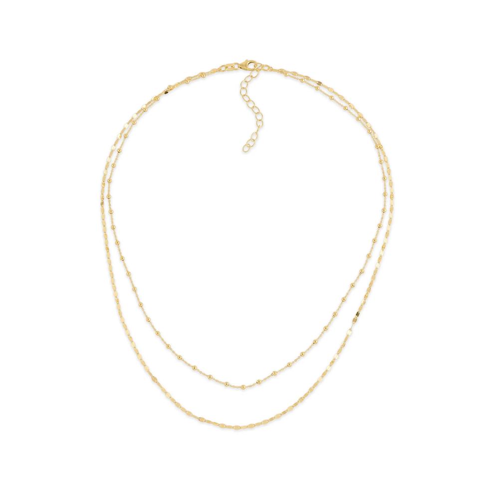 Double Layer Beaded &amp; Mirror Chain in 10K Yellow Gold, 3.5mm, 18" – Image 3 of 4