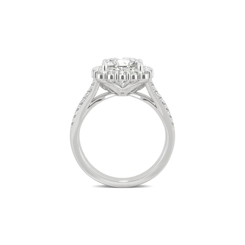 Hearts &amp; Arrows Moissanite Ring with Halo in 14K White Gold &#40;2 7/8 ct. dew&#41; – Image 2 of 5