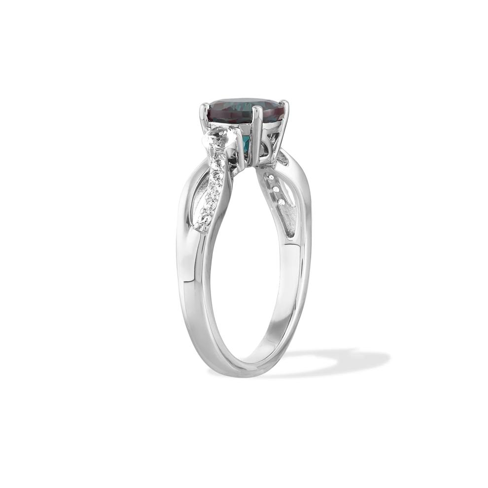 Lab Created Alexandrite &amp; White Sapphire Ring in Sterling Silver – Image 2 of 9