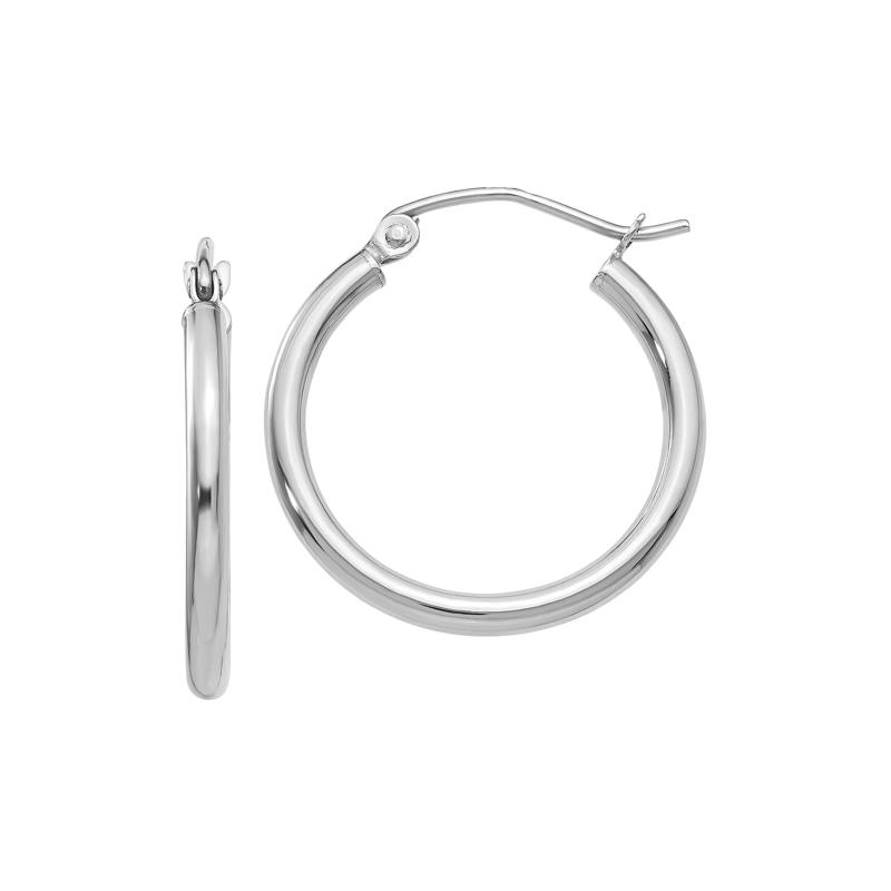 Polished Lightweight Tube Hoop Earrings in 14K White Gold – Image 1 of 1