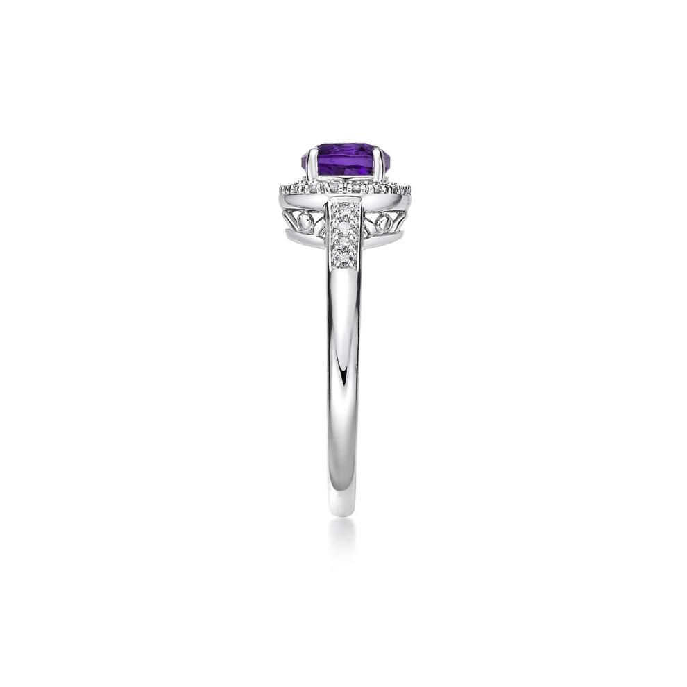Amethyst &amp; 1/8 ct. tw. Diamond Ring in Sterling Silver – Image 3 of 3