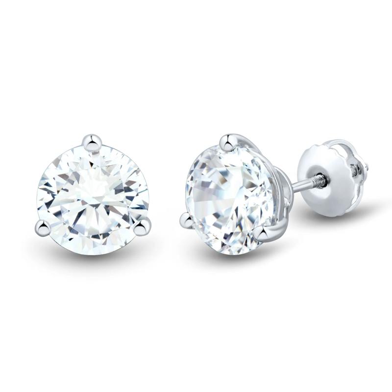 Lab Grown Diamond Round Martini Stud Earrings in 14K White Gold &#40;4 ct. tw.&#41; – Image 1 of 3