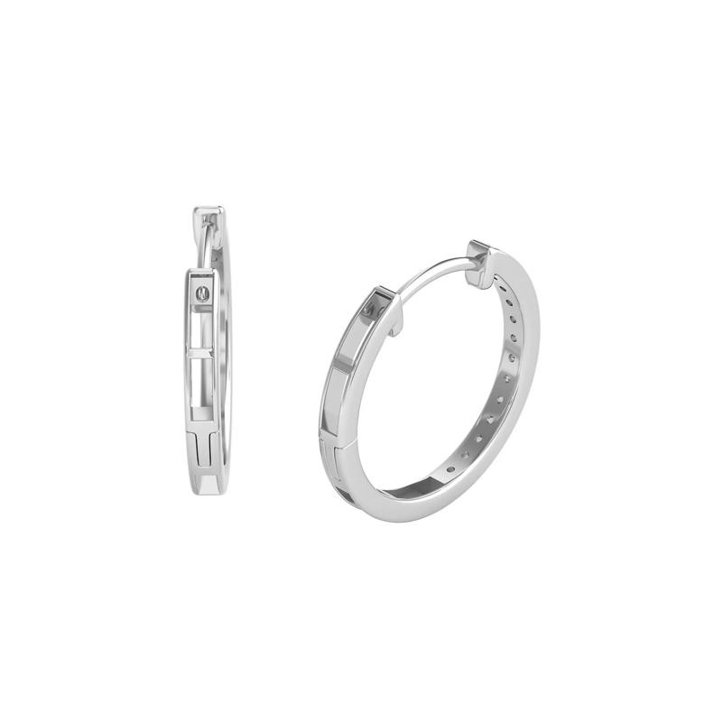 1/4 ct. tw. Diamond Hoop Earrings in 10K White Gold – Image 3 of 3