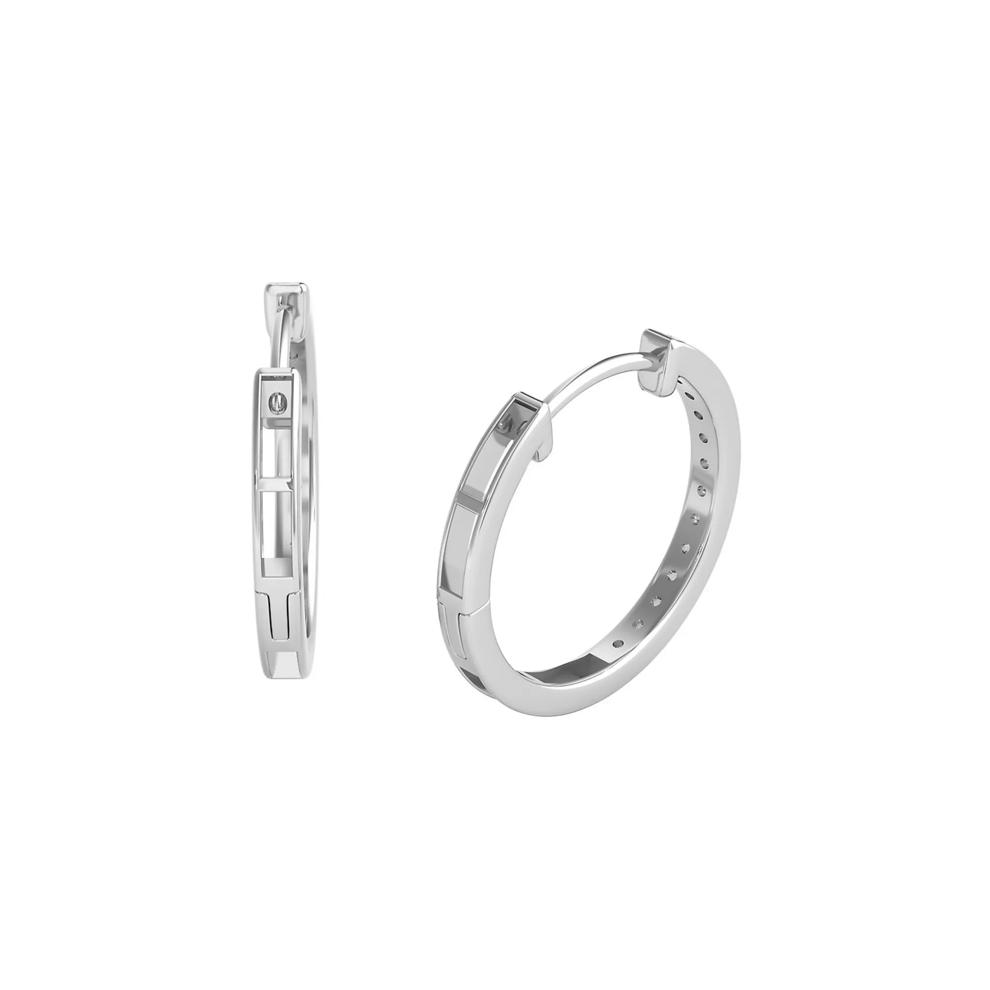 1/4 ct. tw. Diamond Hoop Earrings in 10K White Gold – Image 3 of 3