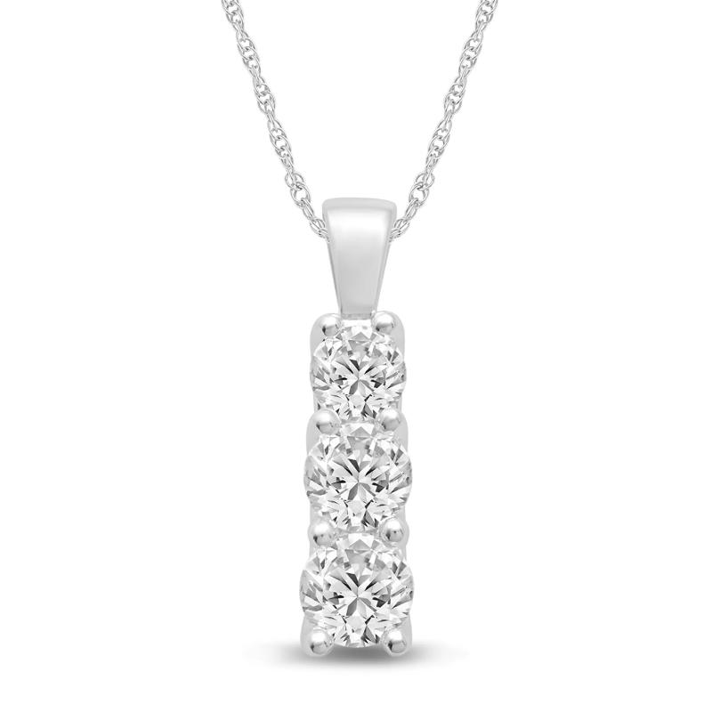 Lab Grown Diamond Three-Stone Pendant in 10K White Gold &#40;1/2 ct. tw.&#41; – Image 1 of 2