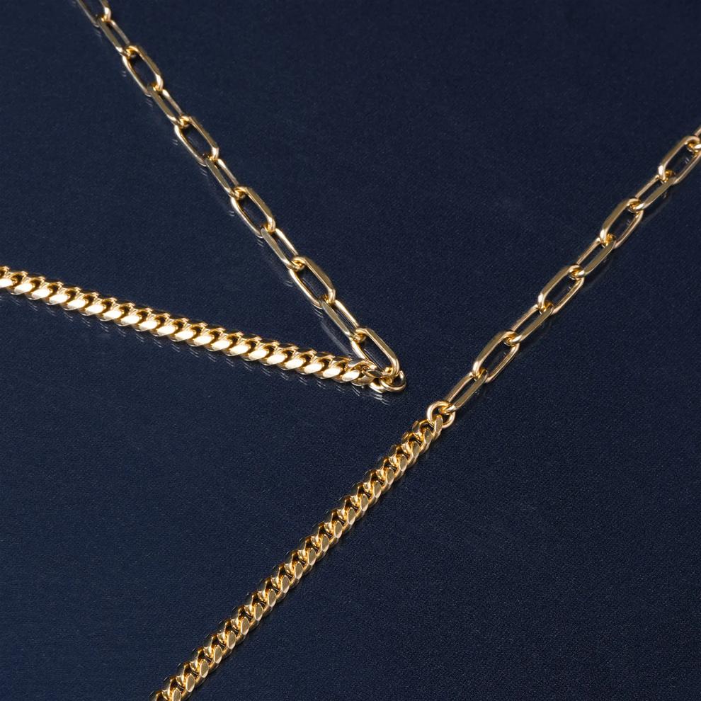 Curb and Paperclip Chain Necklace in Vermeil, 18" – Image 5 of 6